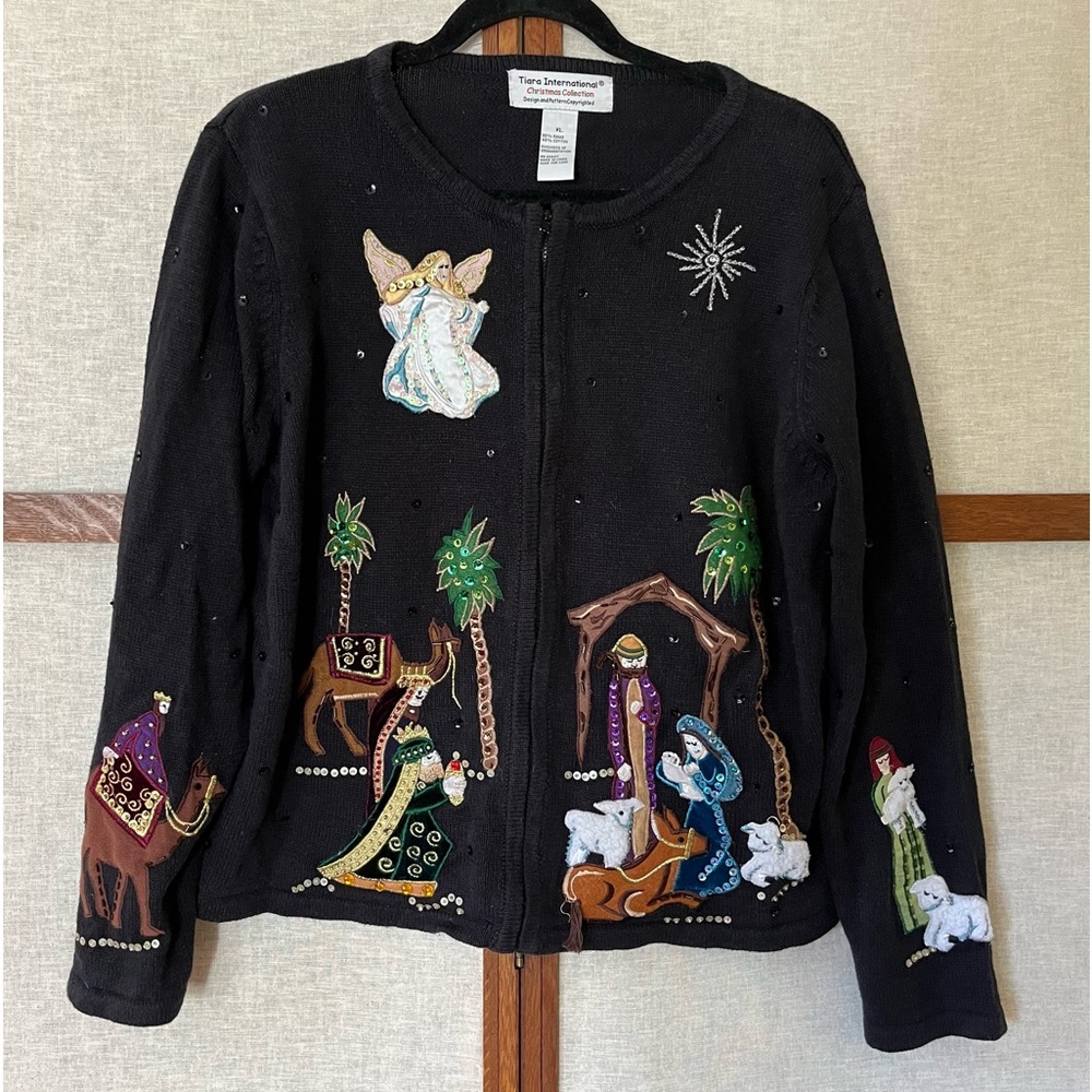 Embellished Black Cardigan Sweater